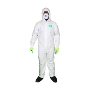 Safe T Type 5 and Type 6 SMS Breathable White Coverall - Image 1